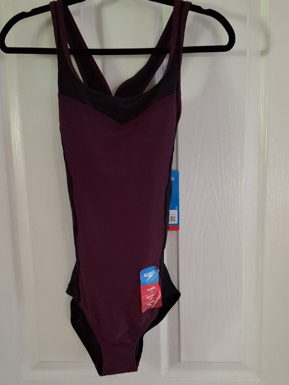 Speedo Plum and Black One-Piece Swimsuit